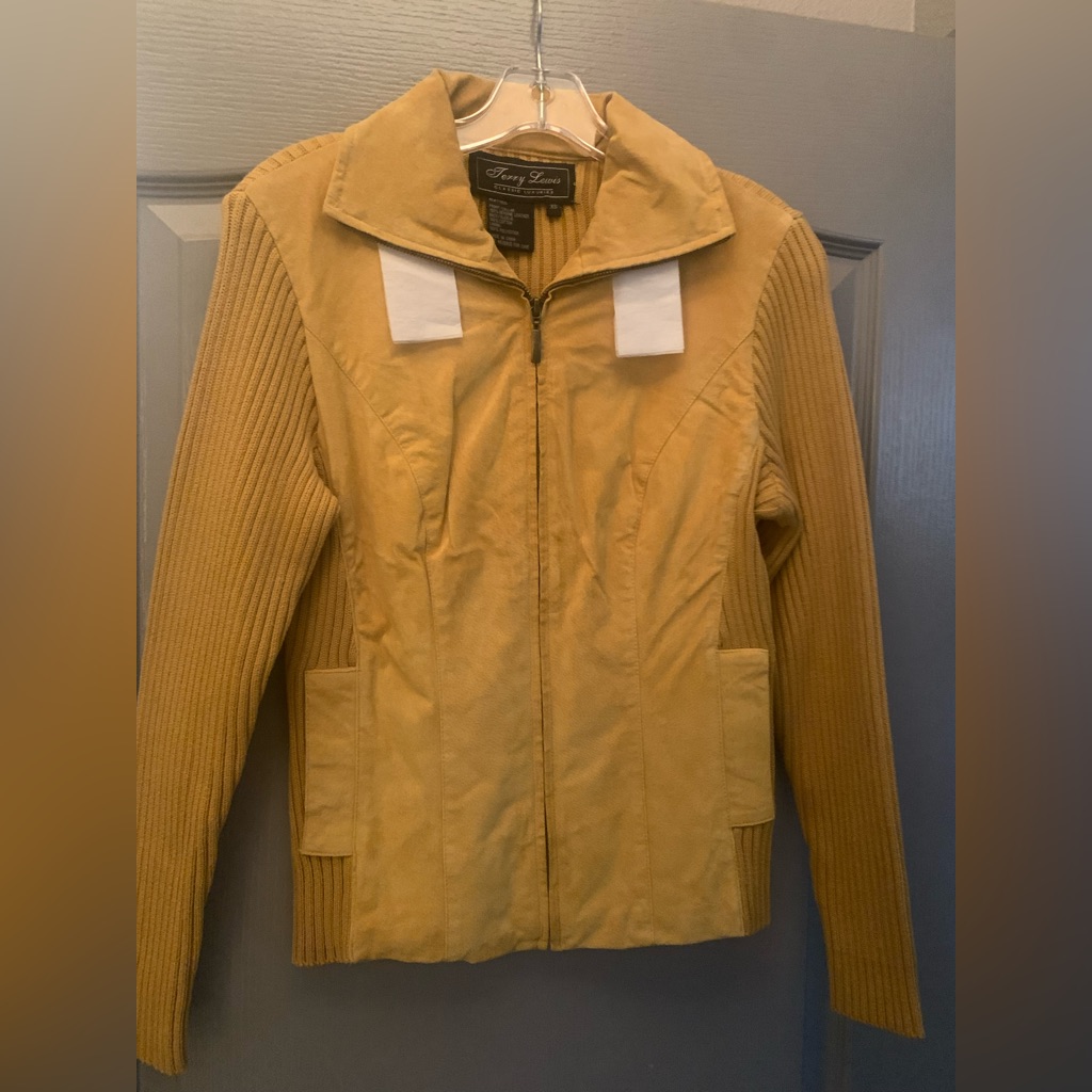 Nwt Terry Lewis Luxury Mustard Yellow Suede/Ribbed Jacket Xs